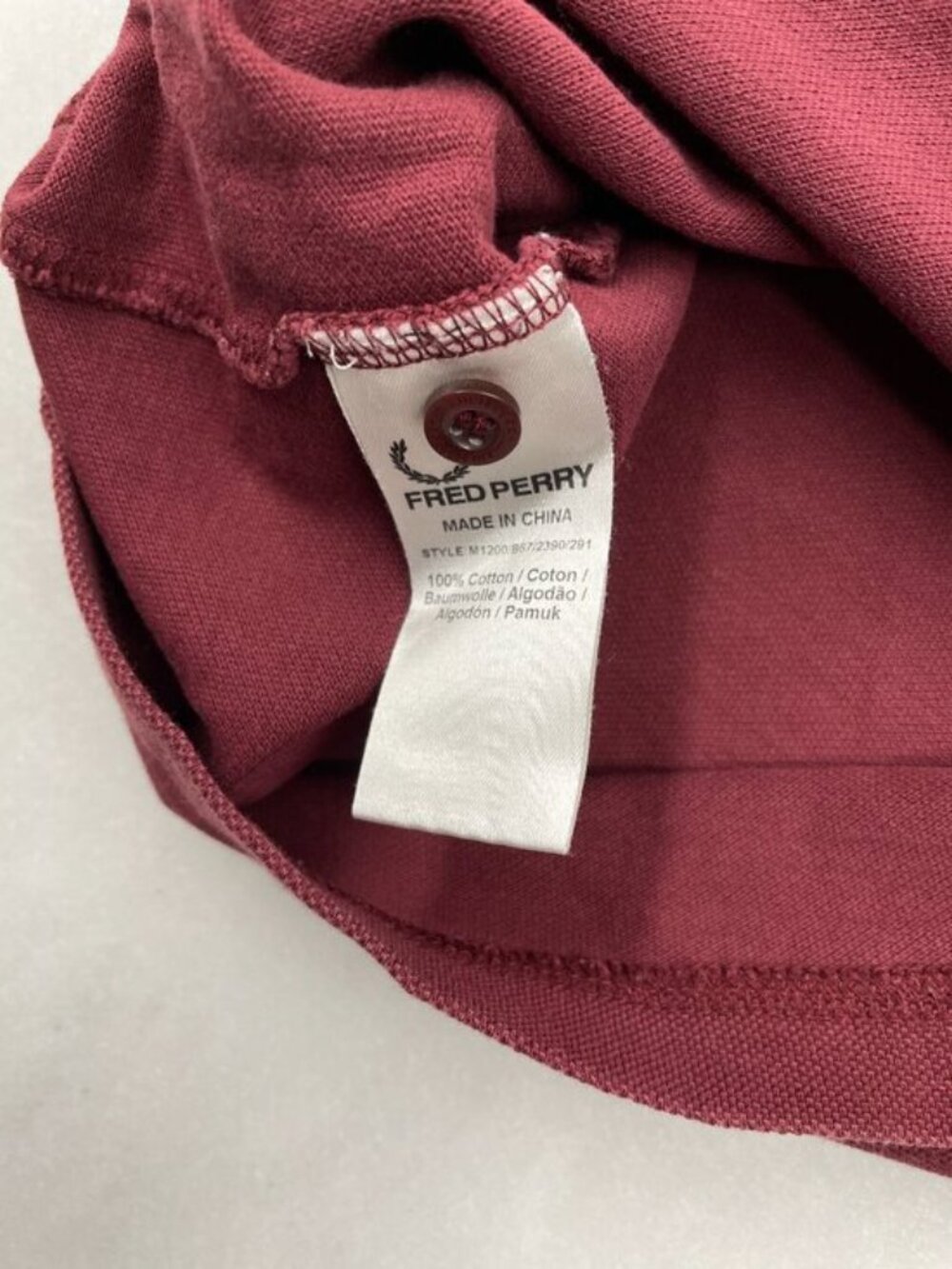 Fred Perry Vintage Twin Tipped Polo Shirt Burgundy Teal Fits Men's XS - Picture 3 of 8